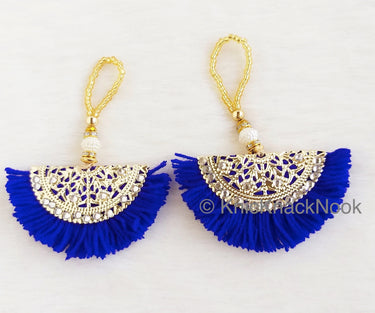 Fan Tassels With Silver and Gold Filigree Embellishments, Wool Tassels, Embellishments